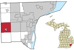 Location of Van Buren Township, Michigan in Wayne County